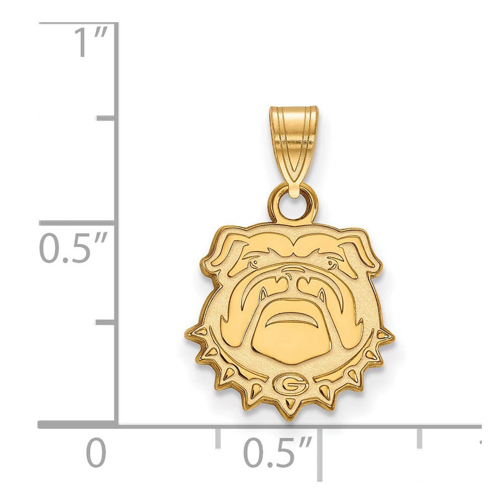 Alternate view of the 14k Gold Plated Silver U. of Georgia Small Bulldog Pendant by The Black Bow Jewelry Co.