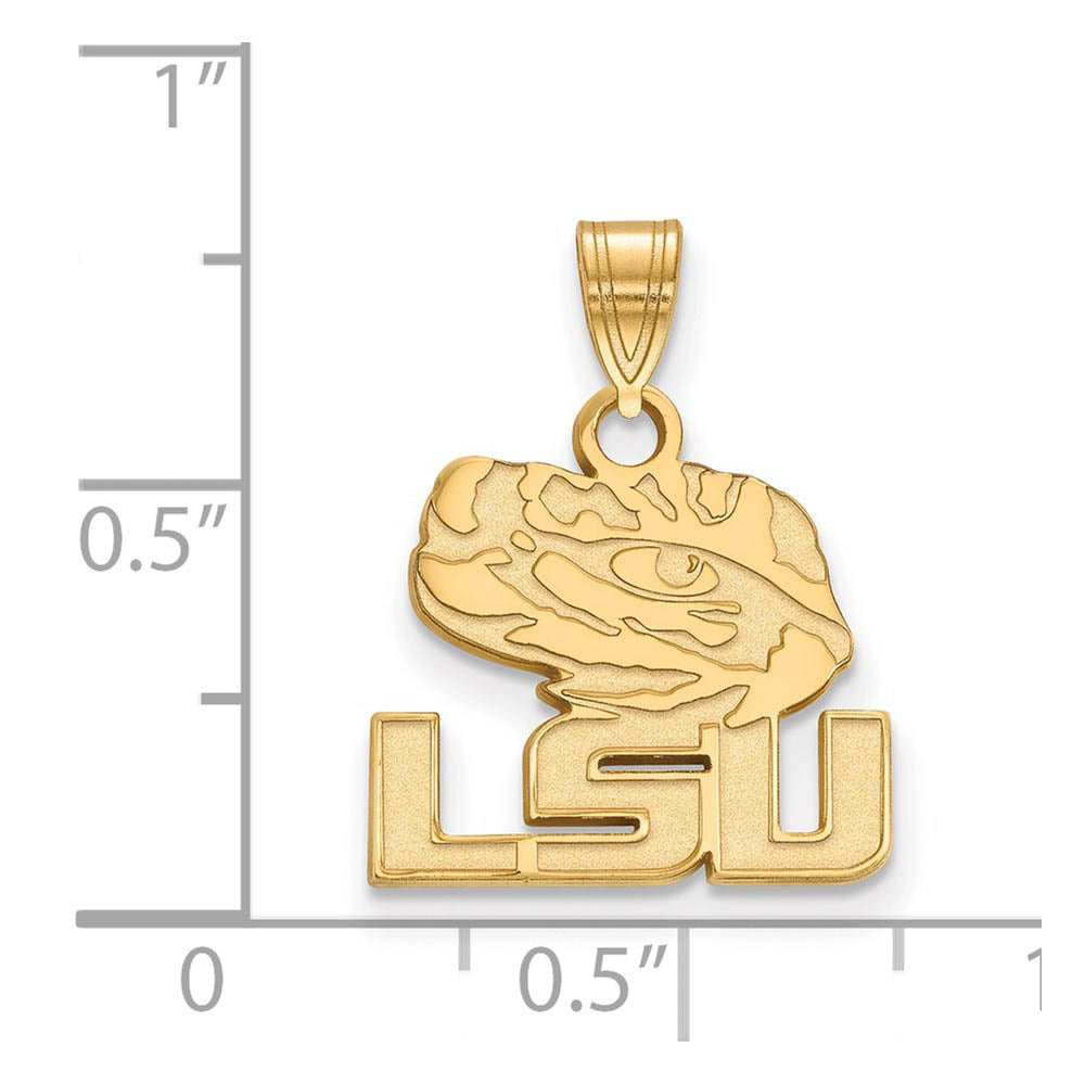 Alternate view of the 14k Gold Plated Silver Louisiana State Small 'LSU' Mascot Pendant by The Black Bow Jewelry Co.