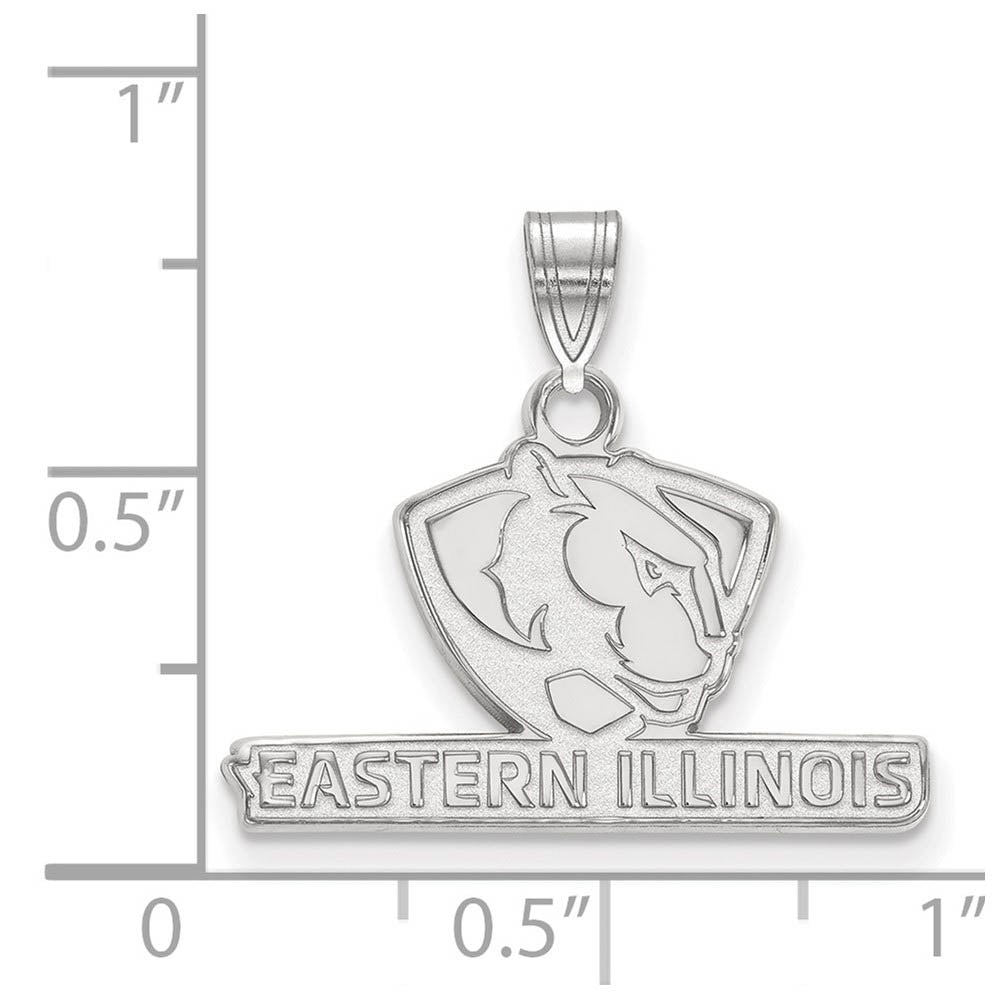 Alternate view of the Sterling Silver Eastern Illinois U Small Pendant by The Black Bow Jewelry Co.