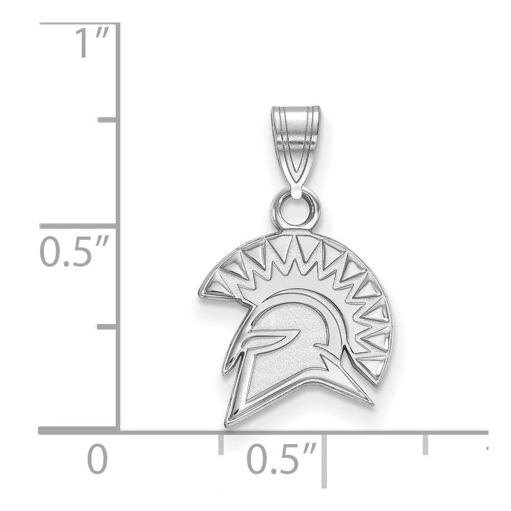 Alternate view of the Sterling Silver San Jose State Small Mascot Pendant by The Black Bow Jewelry Co.