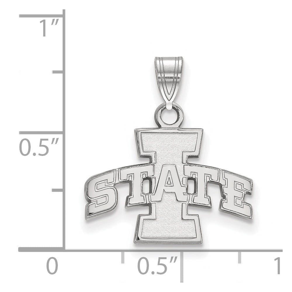 Alternate view of the Sterling Silver Iowa State Small 'I STATE' Pendant by The Black Bow Jewelry Co.