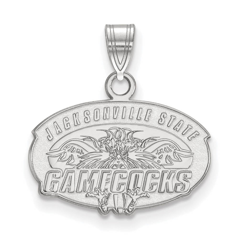 Sterling Silver Jacksonville State Small Pendant, Item P21056 by The Black Bow Jewelry Co.