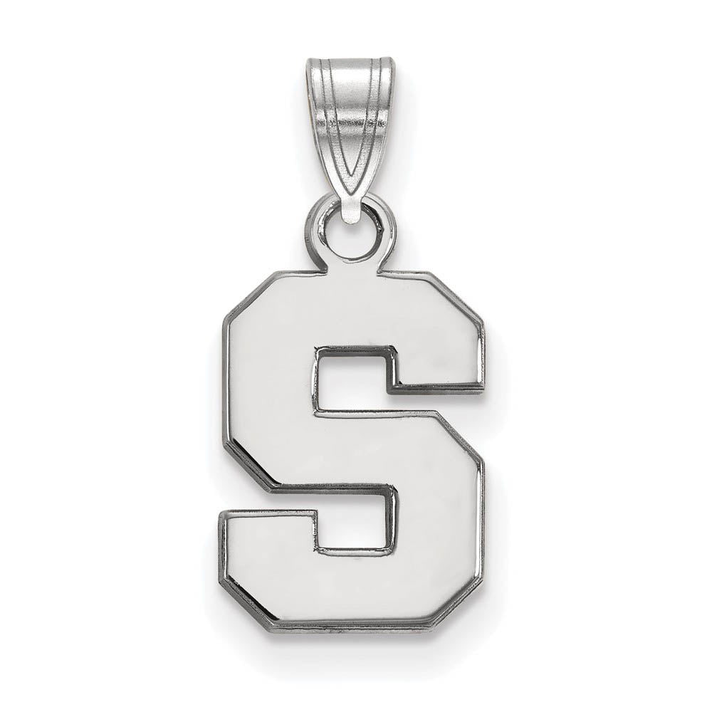Sterling Silver Michigan State Small Initial S Pendant, Item P21059 by The Black Bow Jewelry Co.