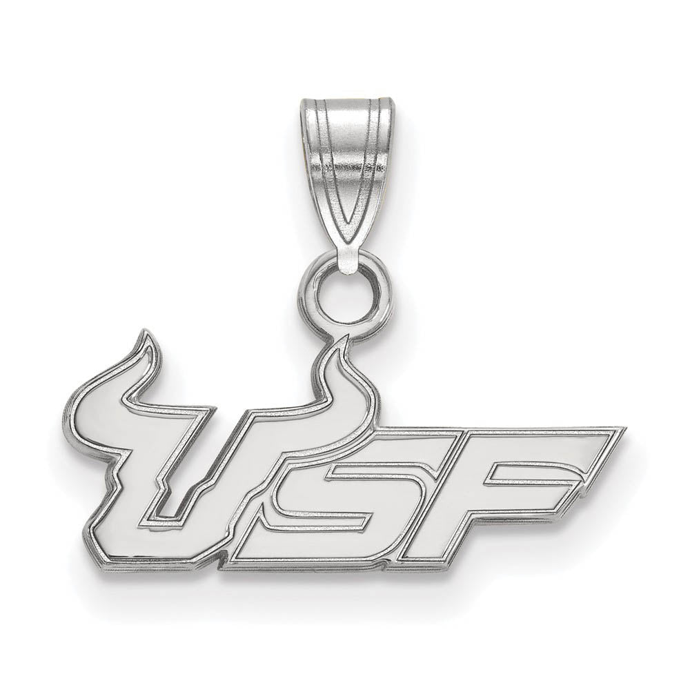Sterling Silver South Florida Small 'USF' Pendant, Item P21122 by The Black Bow Jewelry Co.