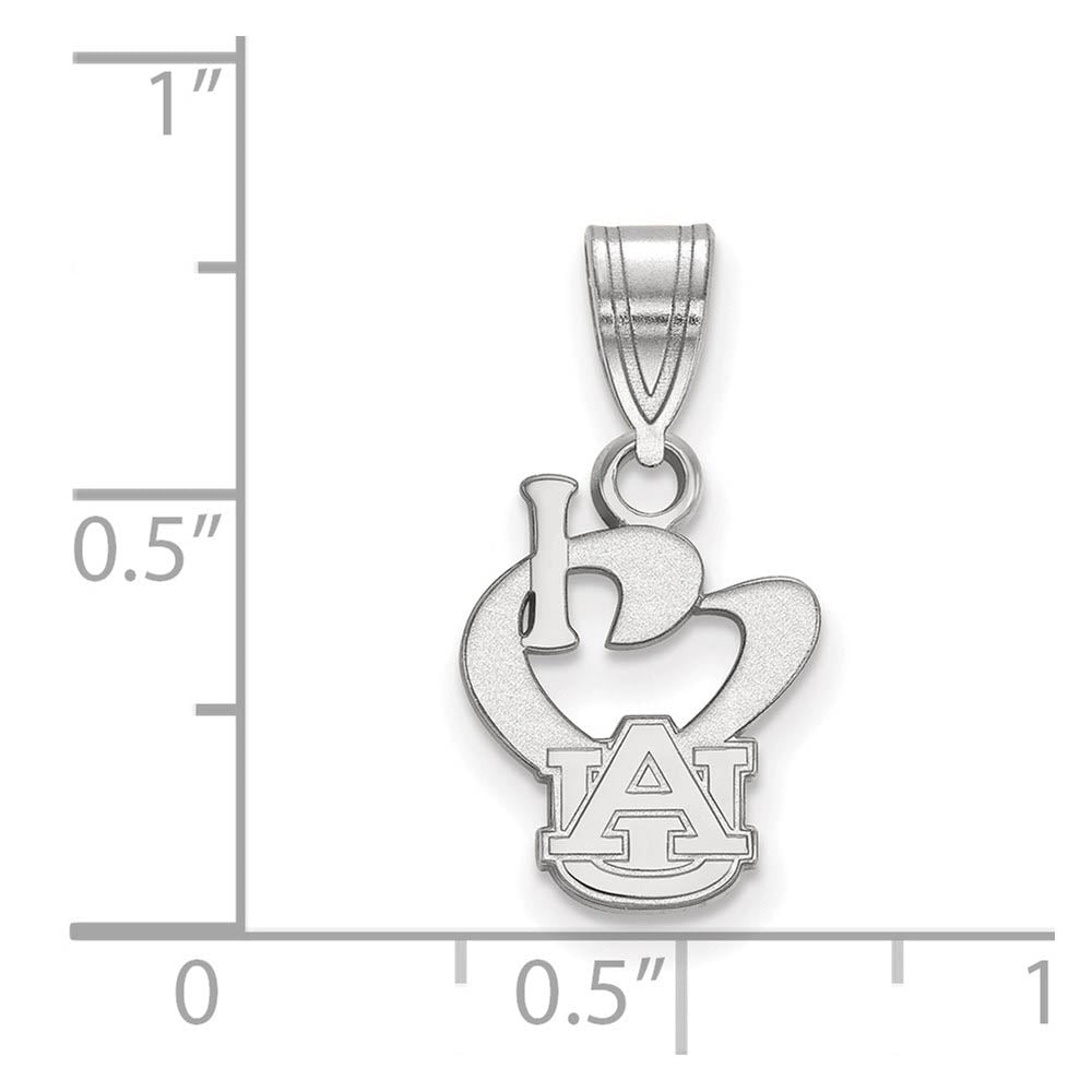 Alternate view of the Sterling Silver Auburn U Small I Love Logo Pendant by The Black Bow Jewelry Co.