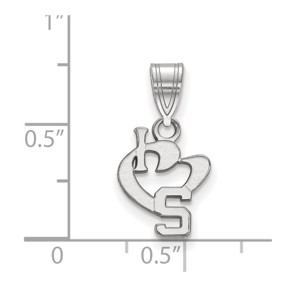 Alternate view of the Sterling Silver Michigan State Small I Love Logo Pendant by The Black Bow Jewelry Co.