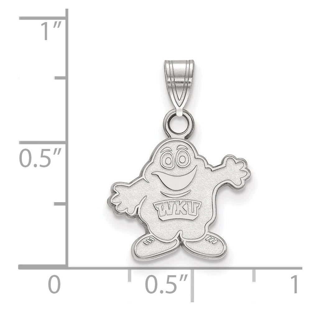 Alternate view of the Sterling Silver Western Kentucky U. Small Mascot Pendant by The Black Bow Jewelry Co.