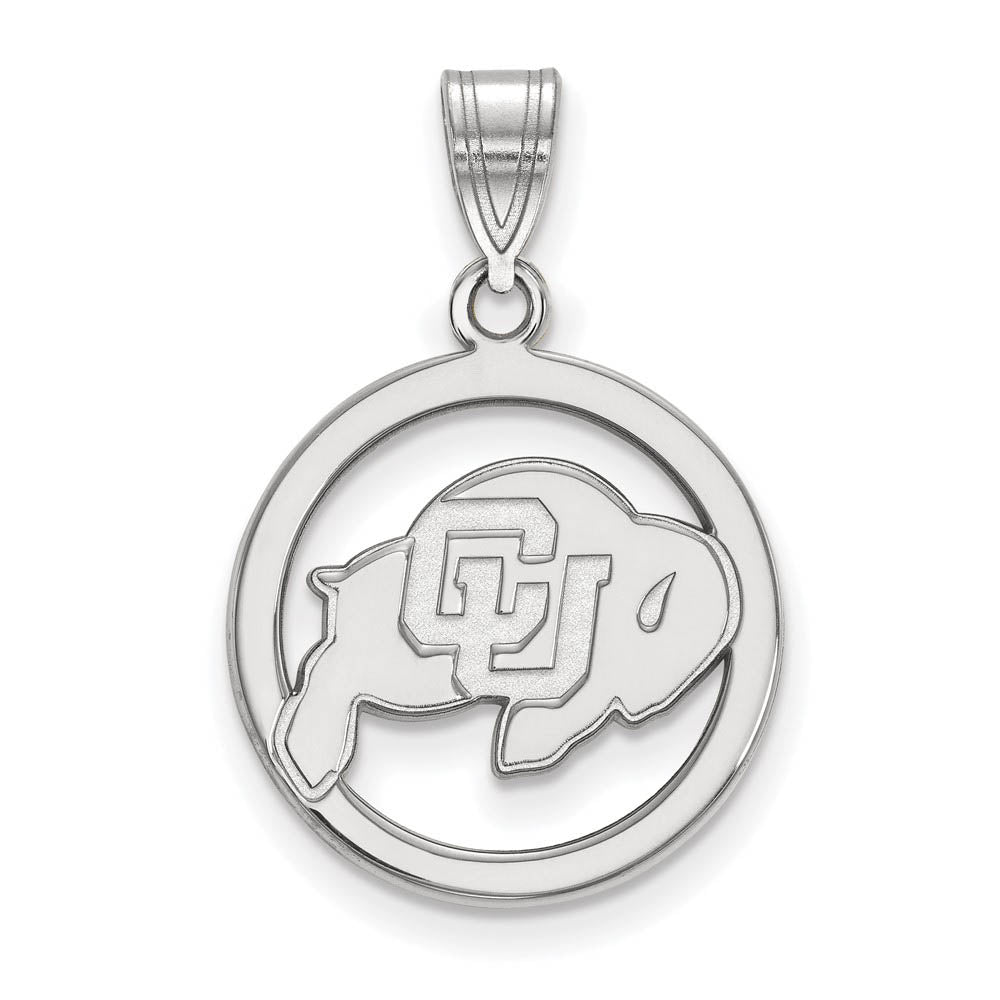 Sterling Silver U. of Colorado Small Circle Pendant, Item P21146 by The Black Bow Jewelry Co.
