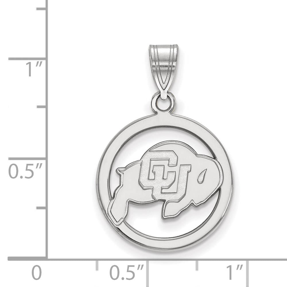 Alternate view of the Sterling Silver U. of Colorado Small Circle Pendant by The Black Bow Jewelry Co.