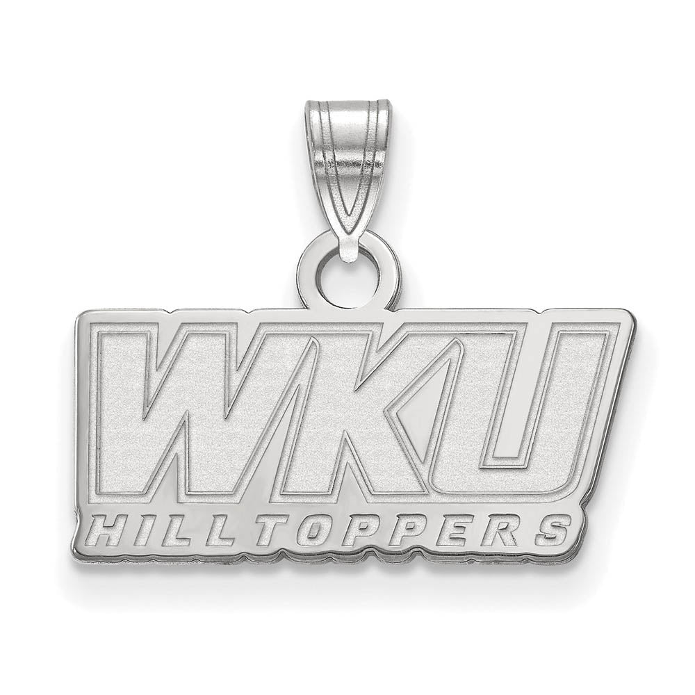 Sterling Silver Western Kentucky U. Small 'WKU' Pendant, Item P21150 by The Black Bow Jewelry Co.