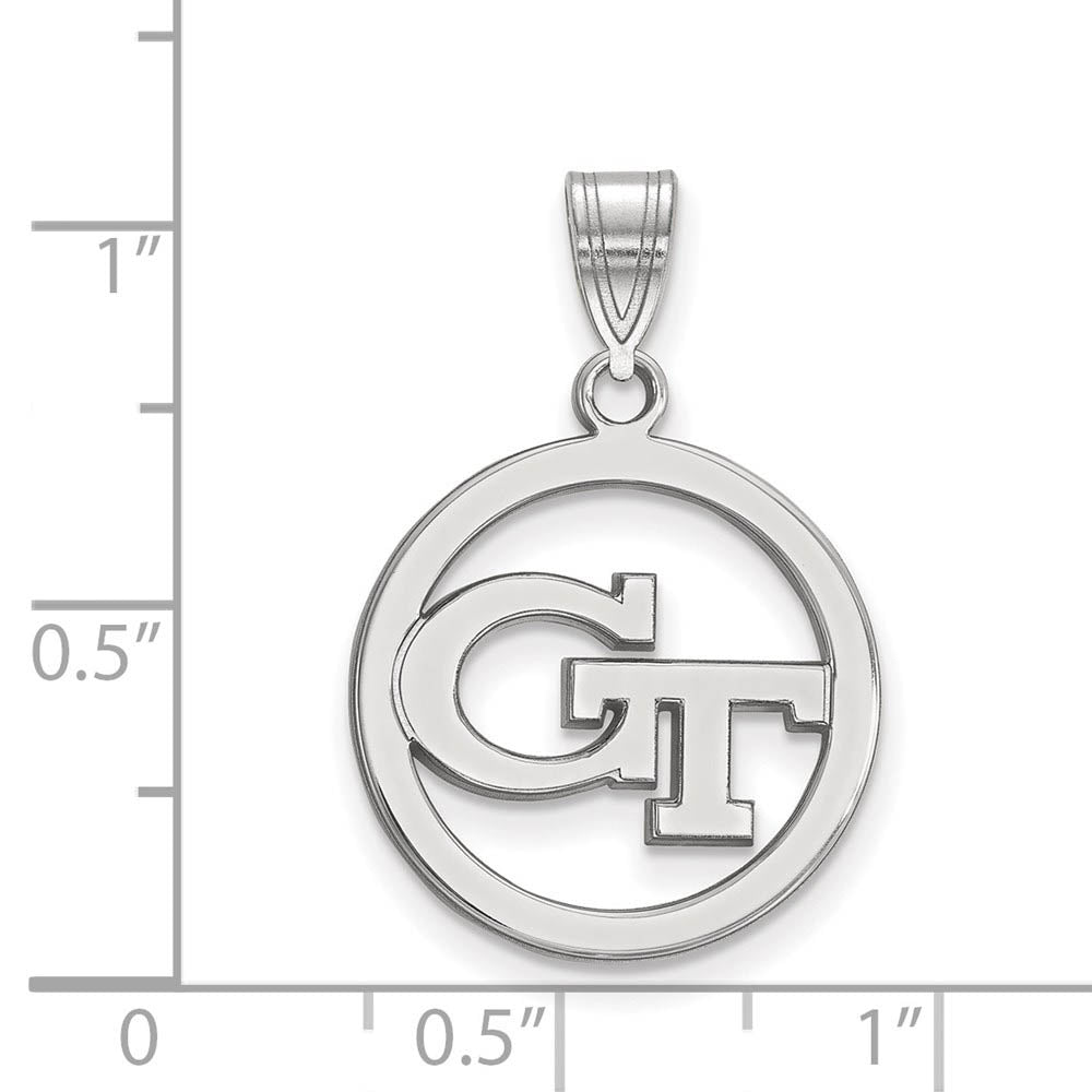 Alternate view of the Sterling Silver Georgia Technology Small Circle Pendant by The Black Bow Jewelry Co.