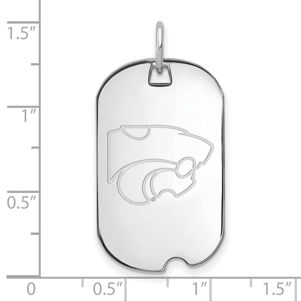Alternate view of the Sterling Silver Kansas State Dog Tag Pendant by The Black Bow Jewelry Co.