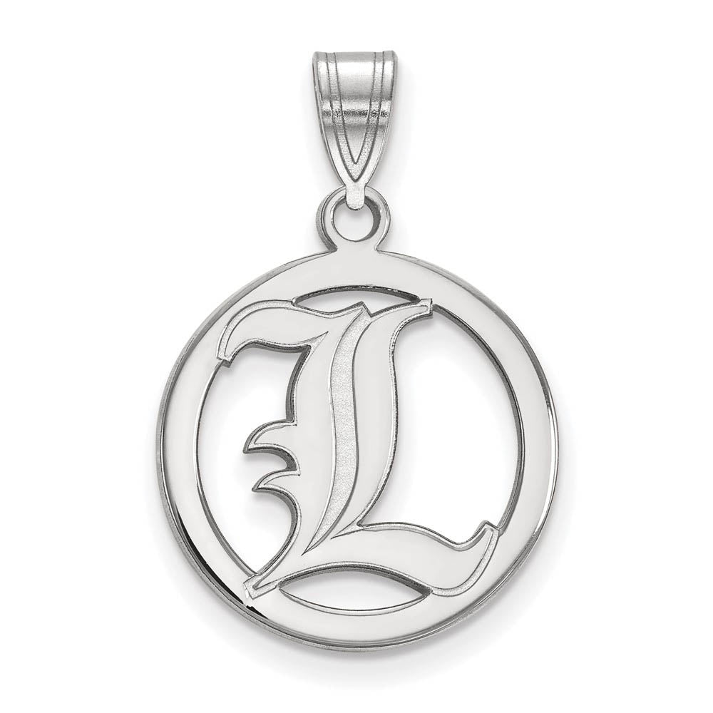 Sterling Silver U. of Louisville Small Circle Pendant, Item P21176 by The Black Bow Jewelry Co.