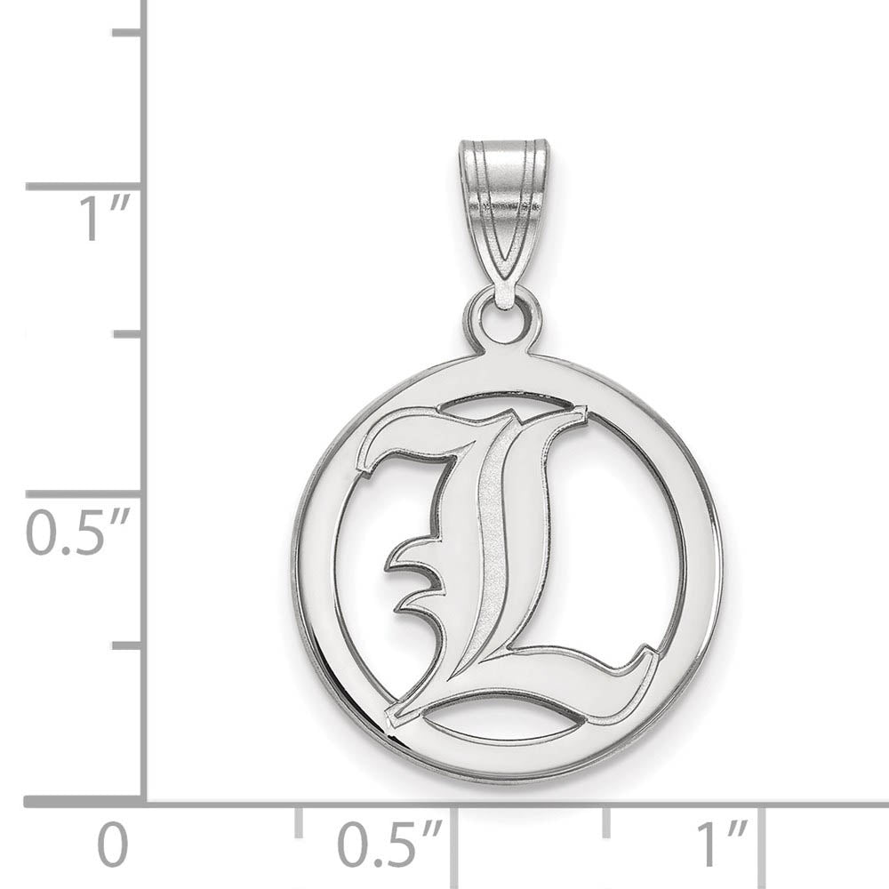 Alternate view of the Sterling Silver U. of Louisville Small Circle Pendant by The Black Bow Jewelry Co.