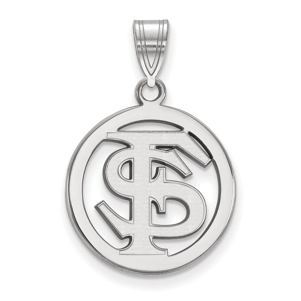 Sterling Silver Florida State Small Circle Pendant, Item P21188 by The Black Bow Jewelry Co.