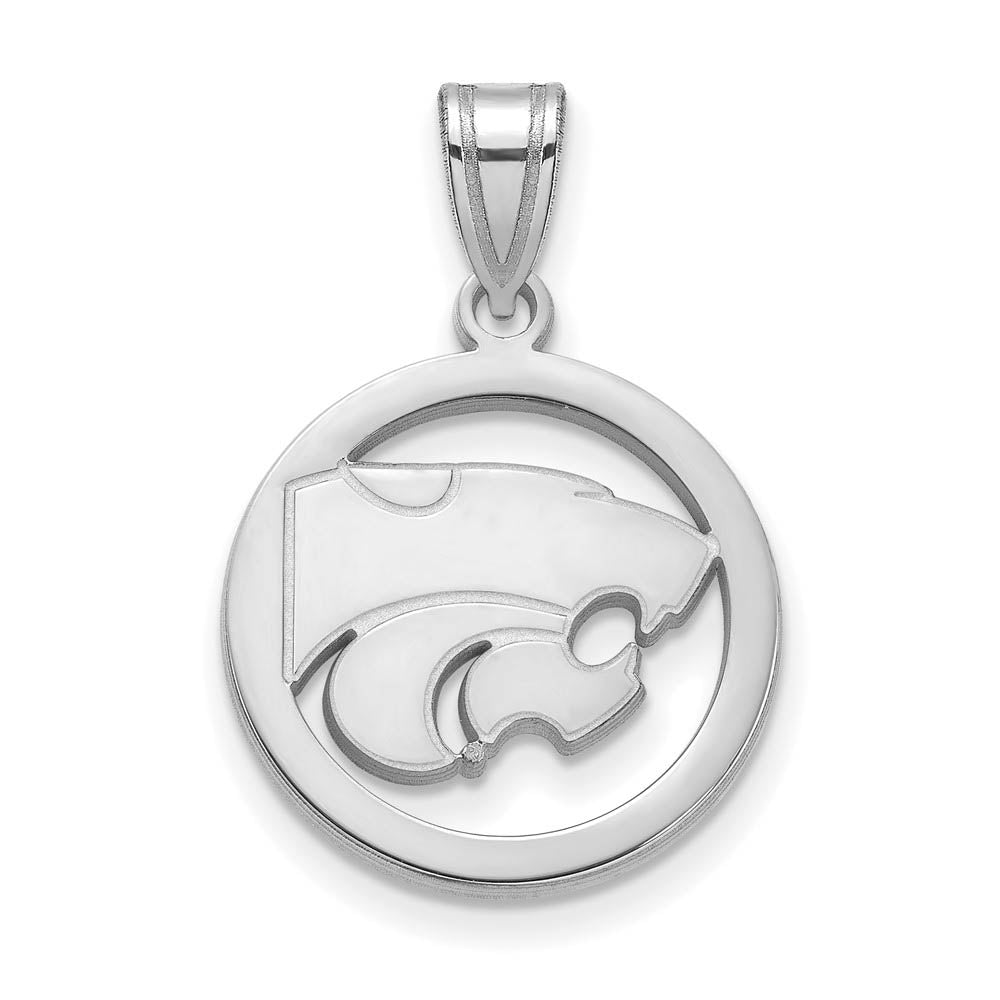 Sterling Silver Kansas State Small Circle Pendant, Item P21189 by The Black Bow Jewelry Co.