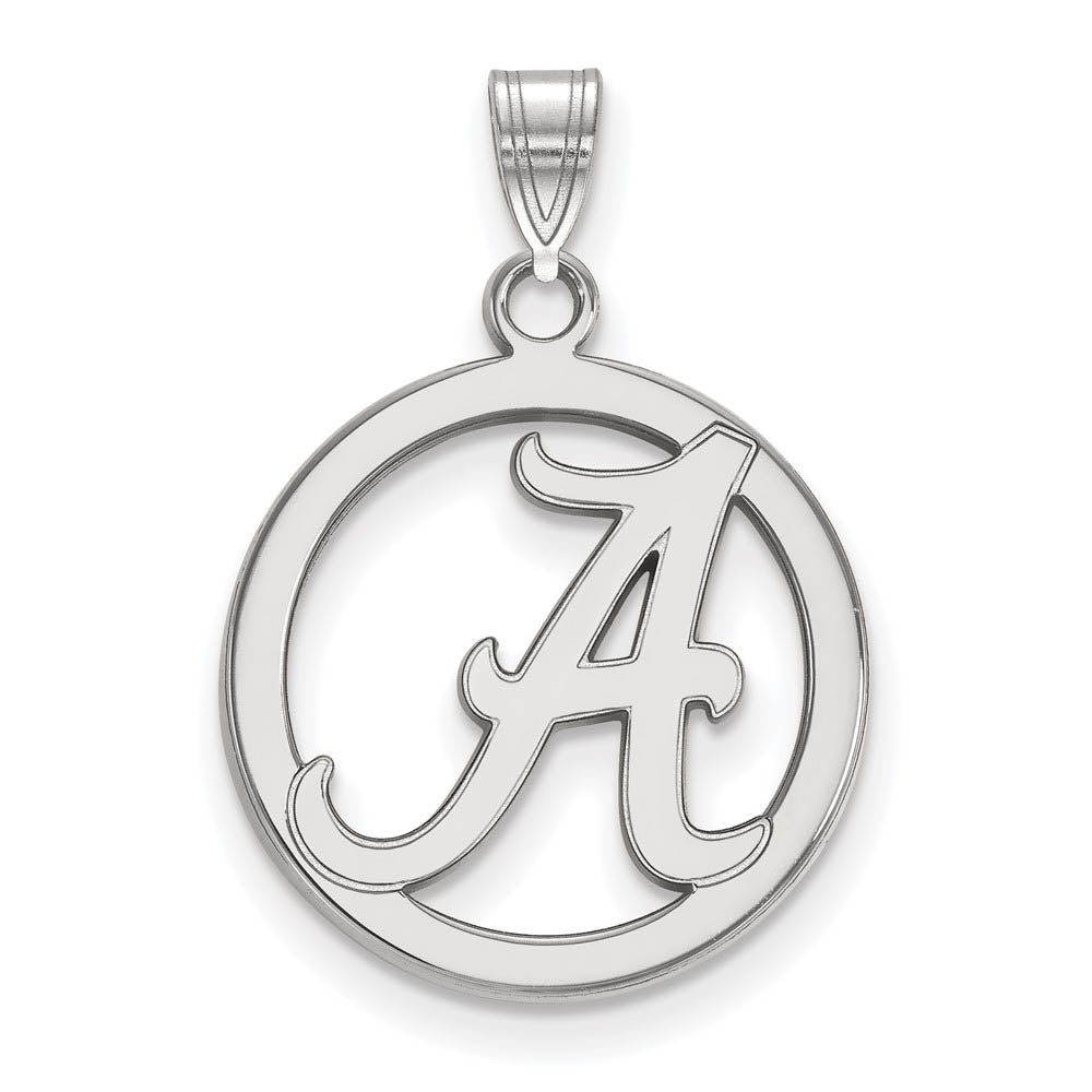 Sterling Silver U. of Alabama Small Initial A Circle Pendant, Item P21192 by The Black Bow Jewelry Co.