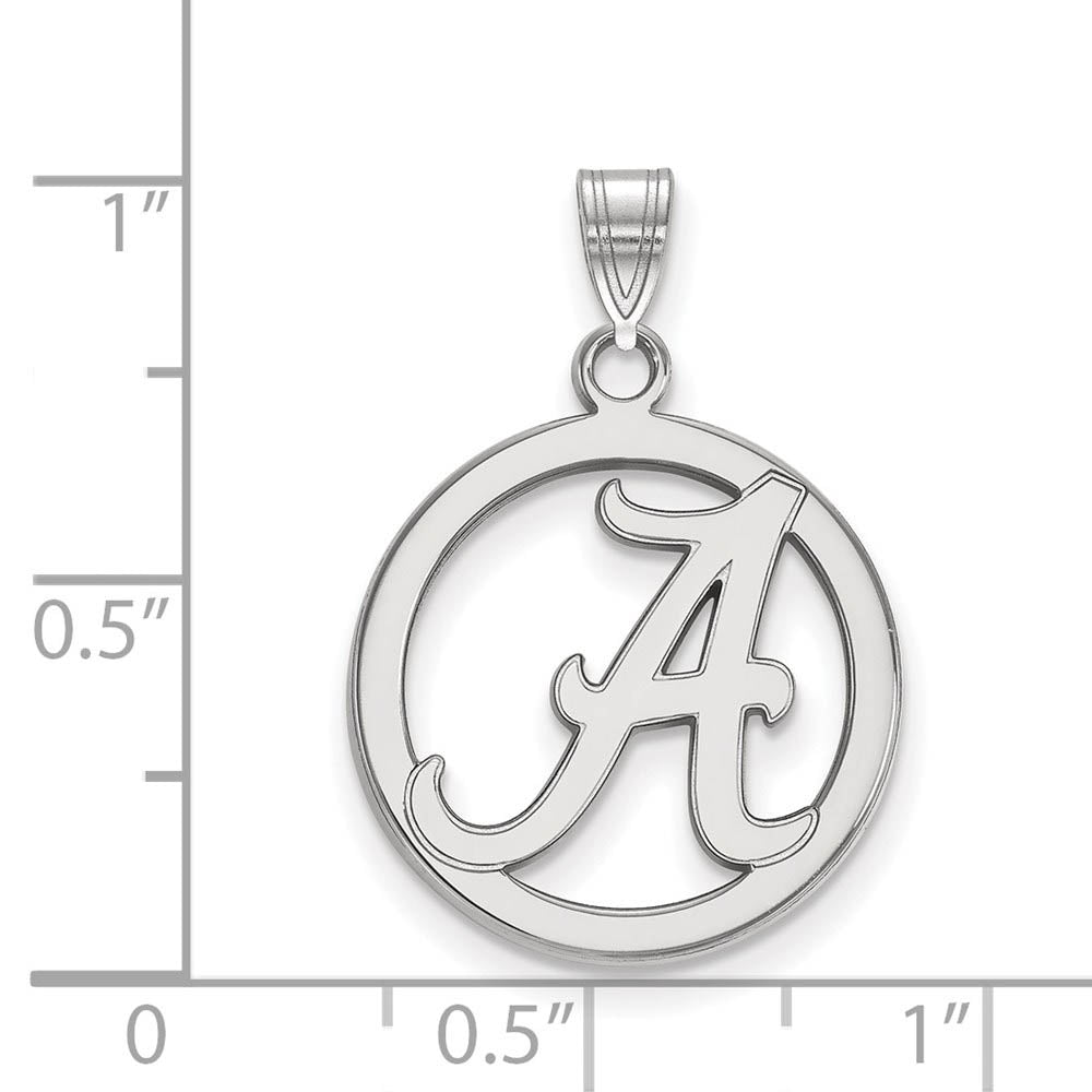 Alternate view of the Sterling Silver U. of Alabama Small Initial A Circle Pendant by The Black Bow Jewelry Co.
