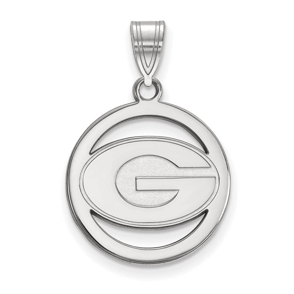 Sterling Silver U. of Georgia Small 'G' Circle Pendant, Item P21194 by The Black Bow Jewelry Co.
