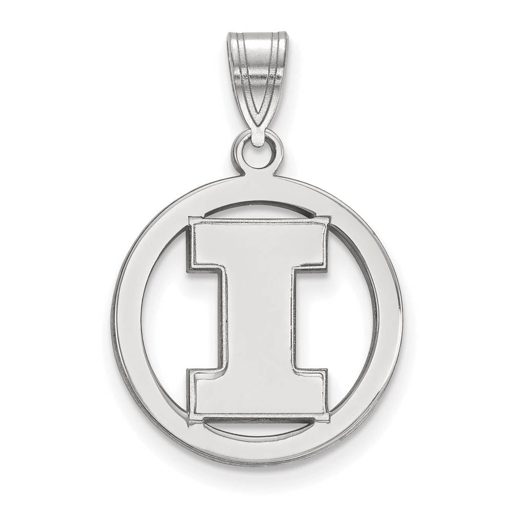 Sterling Silver U. of Illinois Small Initial I Circle Pendant, Item P21195 by The Black Bow Jewelry Co.