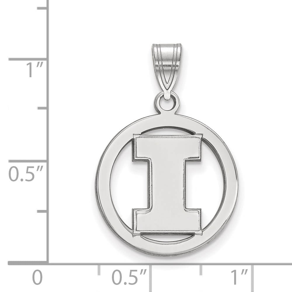 Alternate view of the Sterling Silver U. of Illinois Small Initial I Circle Pendant by The Black Bow Jewelry Co.