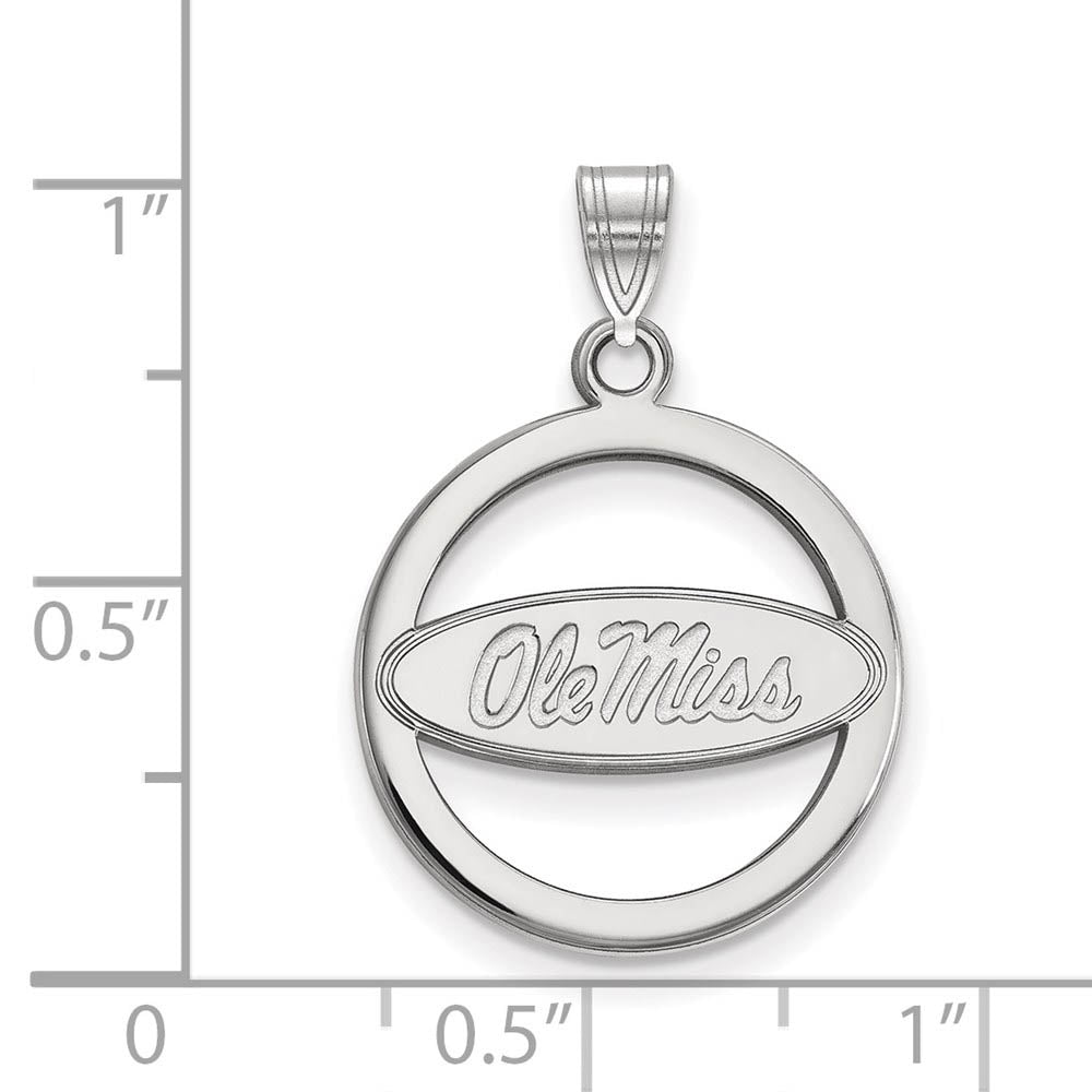 Alternate view of the Sterling Silver U. of Mississippi Small Circle Pendant by The Black Bow Jewelry Co.