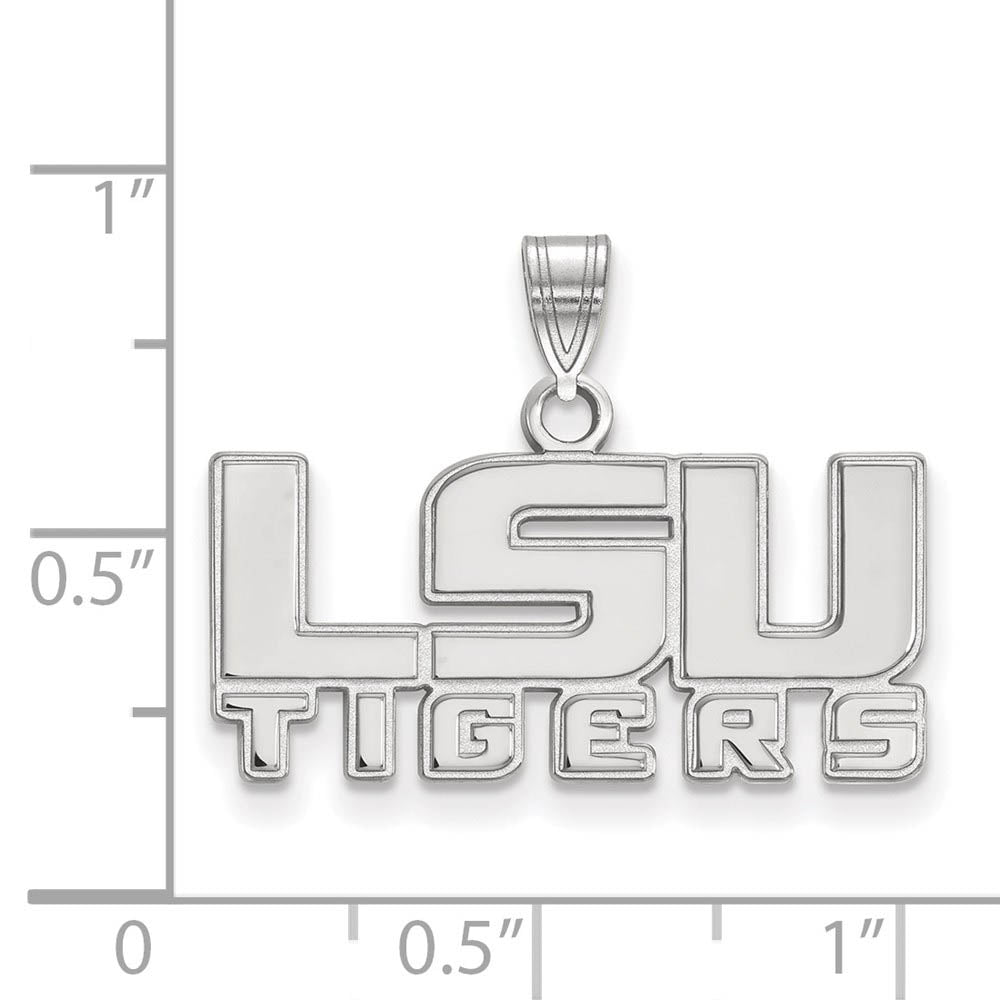 Alternate view of the Sterling Silver Louisiana State Small 'LSU TIGERS' Pendant by The Black Bow Jewelry Co.