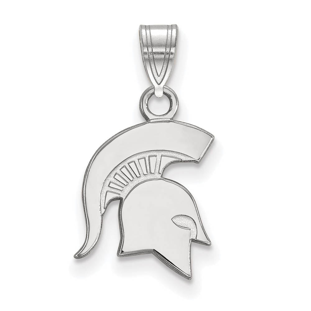 Sterling Silver Michigan State Small Logo Pendant, Item P21219 by The Black Bow Jewelry Co.