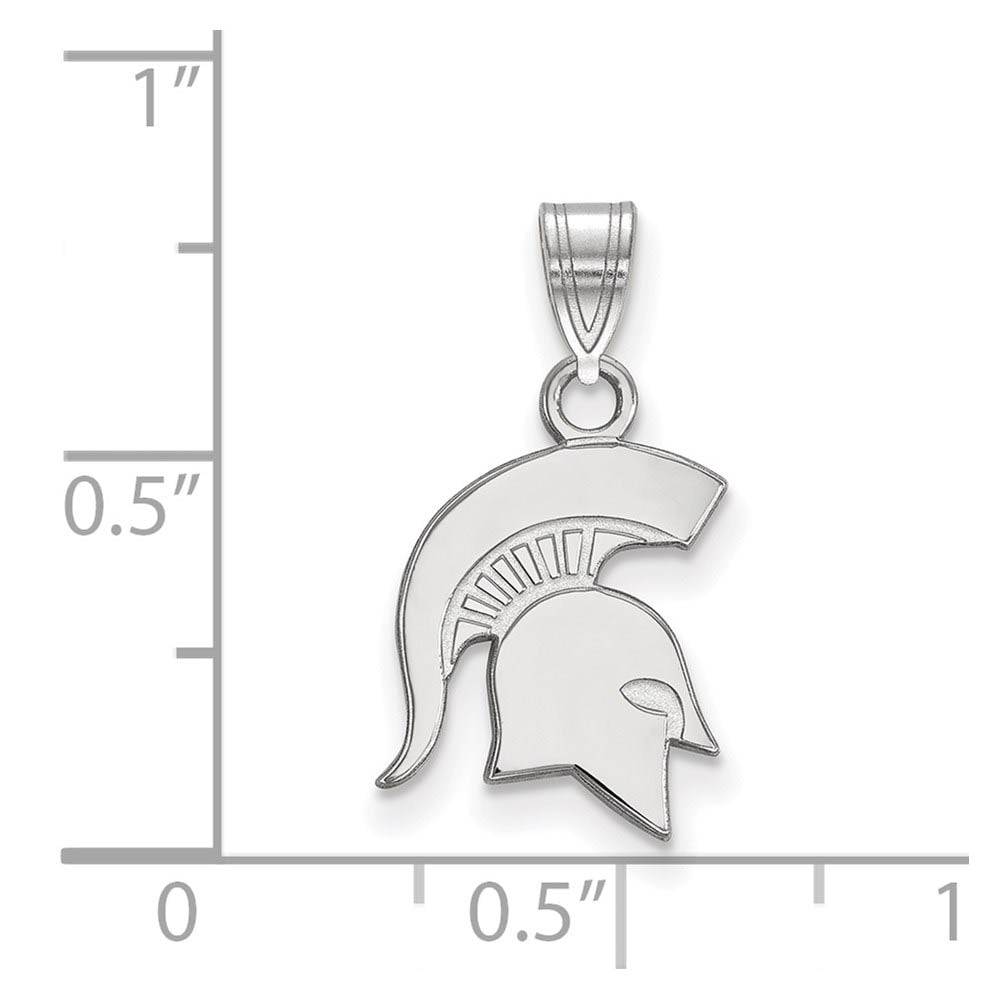 Alternate view of the Sterling Silver Michigan State Small Logo Pendant by The Black Bow Jewelry Co.