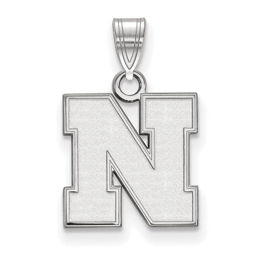 Sterling Silver U of Nebraska Small Initial N Pendant, Item P21264 by The Black Bow Jewelry Co.
