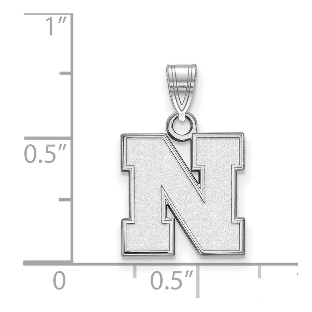 Alternate view of the Sterling Silver U of Nebraska Small Initial N Pendant by The Black Bow Jewelry Co.