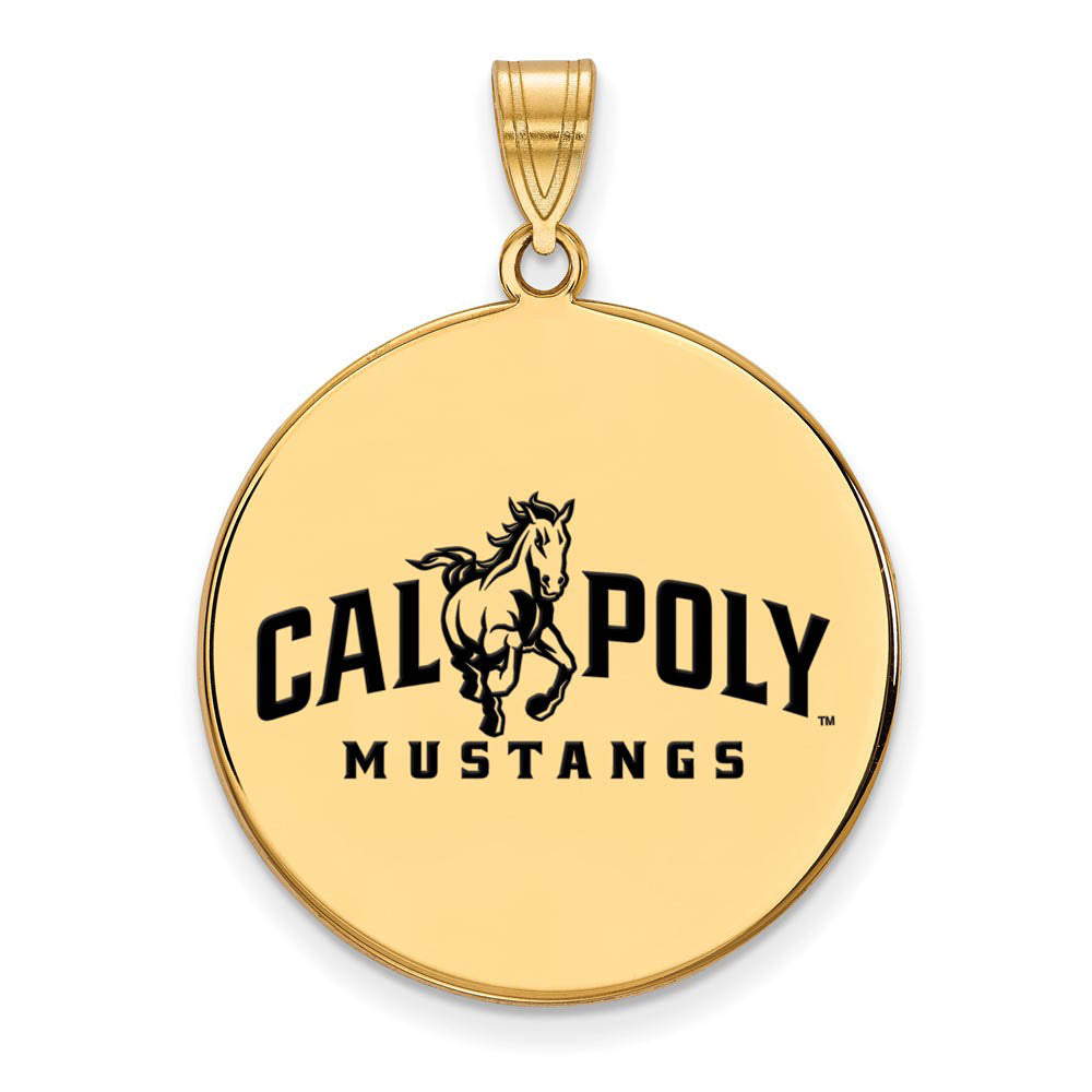 14k Gold Plated Silver California Polytech XL Enameled Pendant, Item P21266 by The Black Bow Jewelry Co.