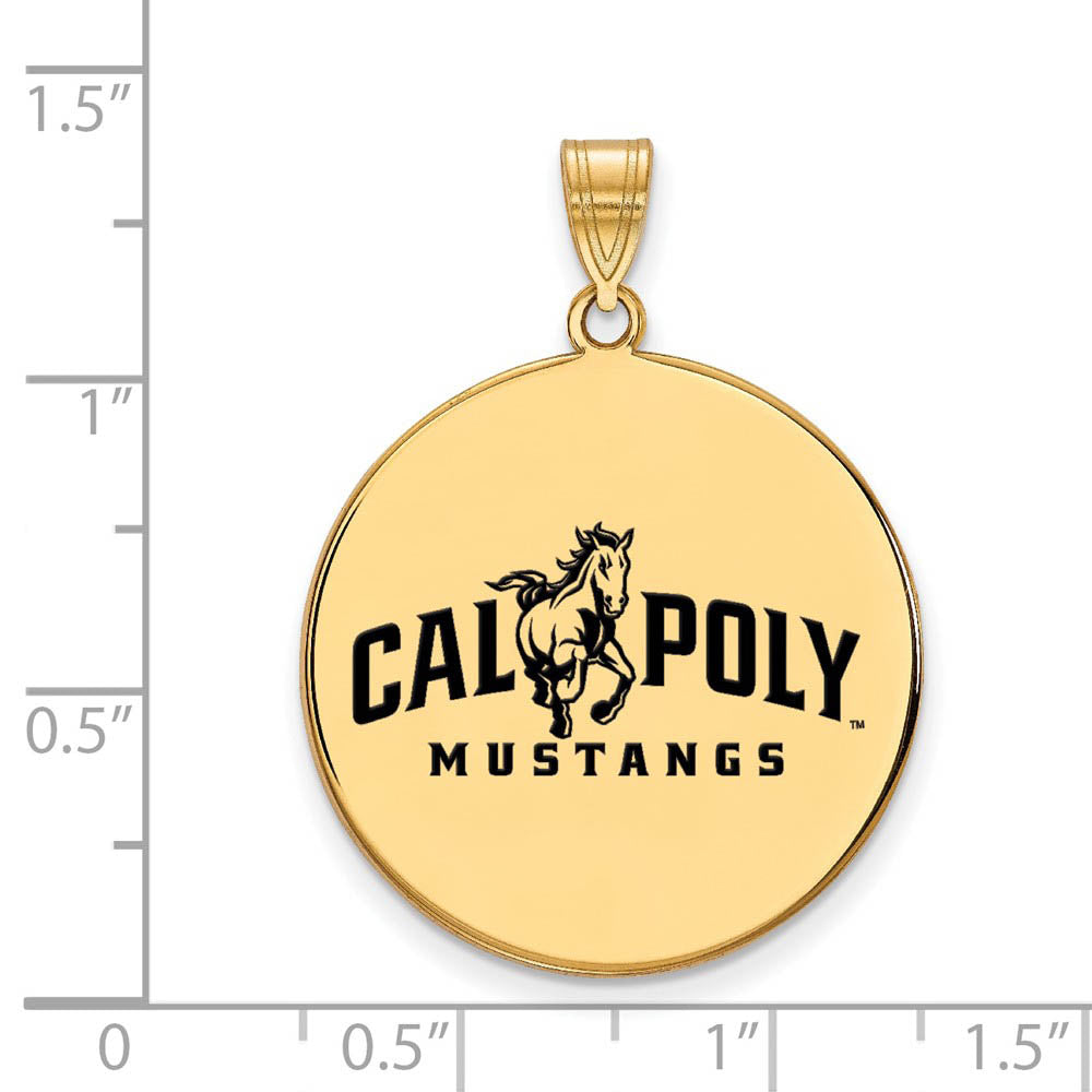 Alternate view of the 14k Gold Plated Silver California Polytech XL Enameled Pendant by The Black Bow Jewelry Co.