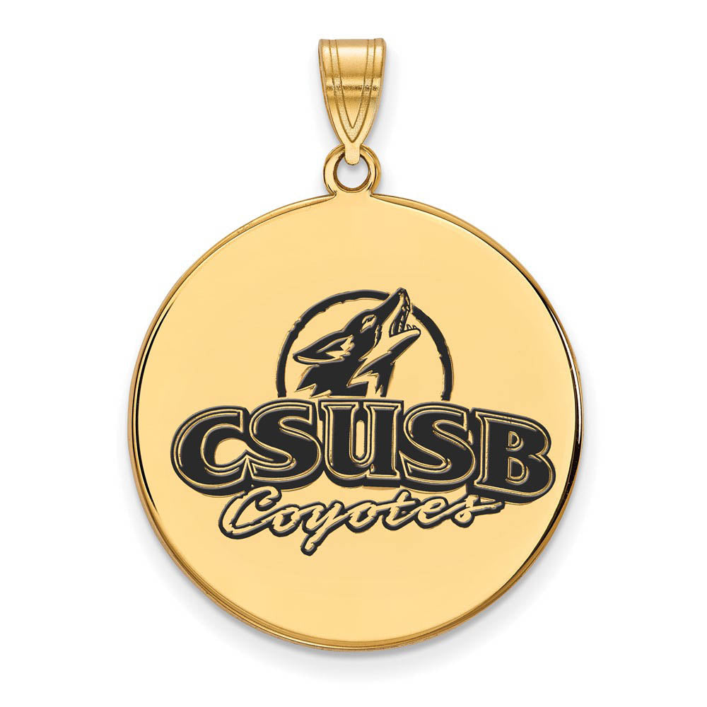14k Gold Plate Silver Cal St San Bernardino Enamel Pendant, Item P21267 by The Black Bow Jewelry Co.