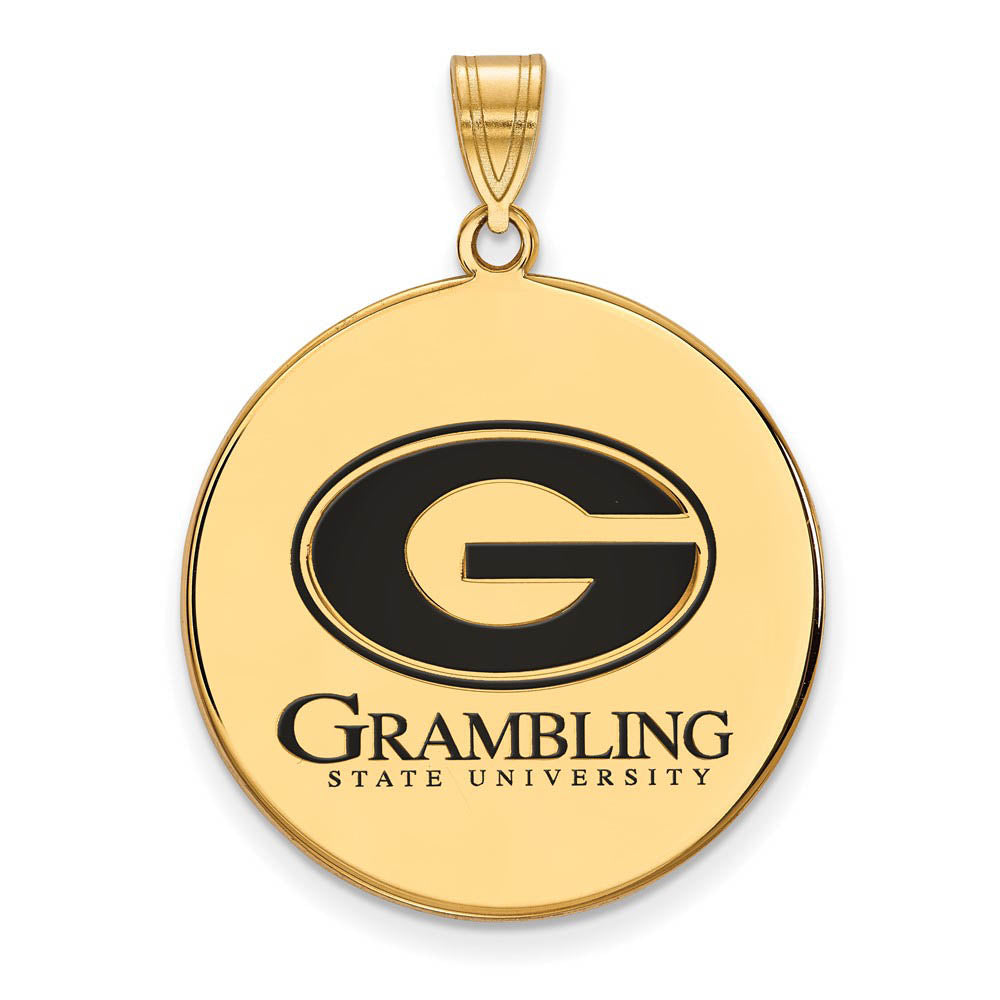 14k Gold Plated Silver Grambling State XL Enamel Disc Pendant, Item P21272 by The Black Bow Jewelry Co.