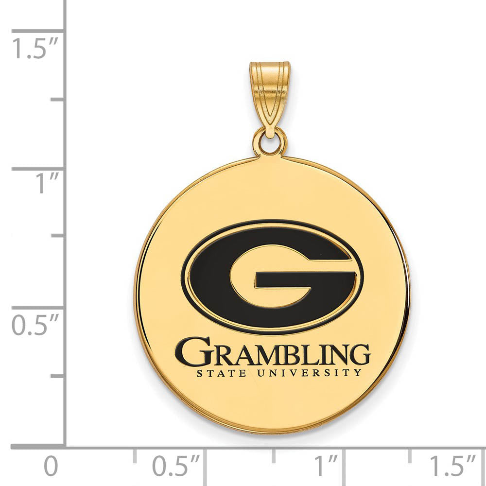 Alternate view of the 14k Gold Plated Silver Grambling State XL Enamel Disc Pendant by The Black Bow Jewelry Co.