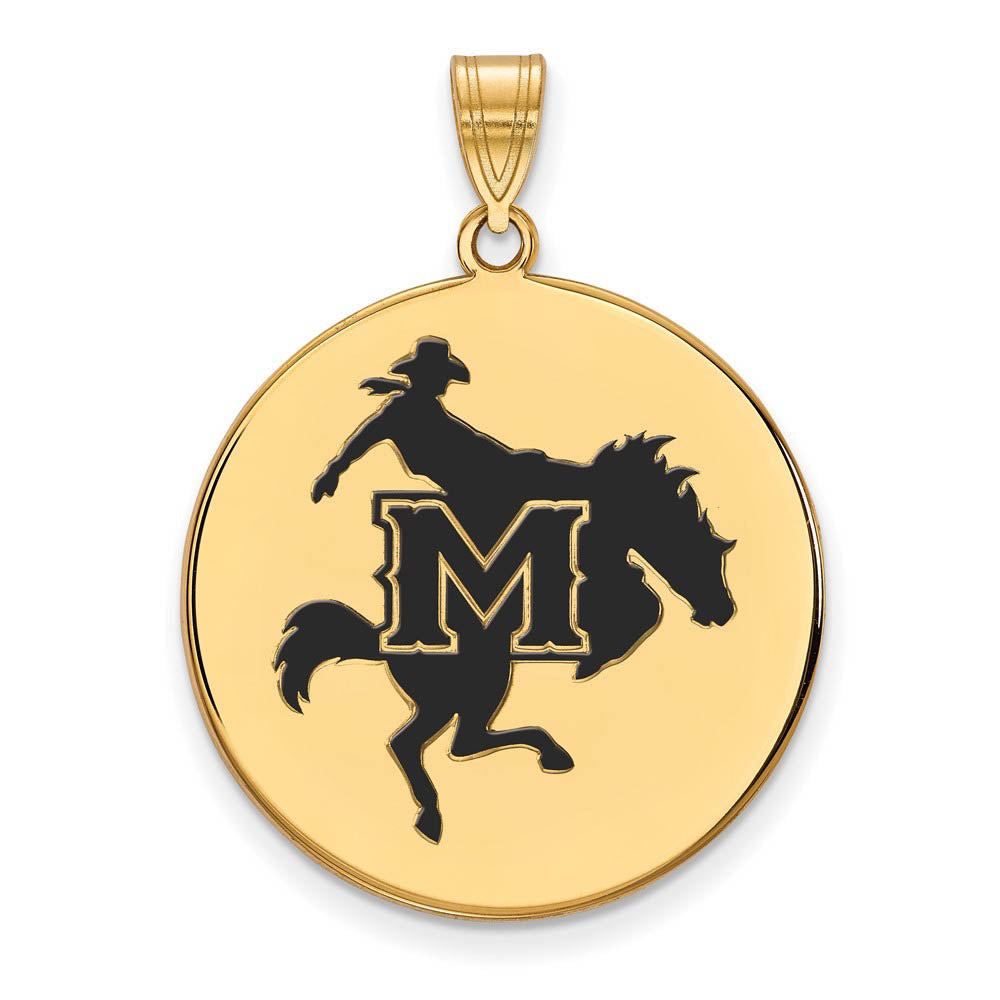 14k Gold Plated Silver McNeese State XL Enamel Disc Pendant, Item P21274 by The Black Bow Jewelry Co.