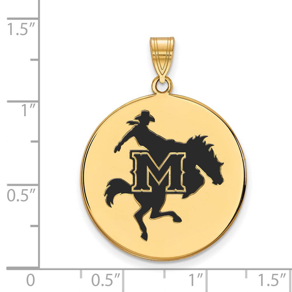 Alternate view of the 14k Gold Plated Silver McNeese State XL Enamel Disc Pendant by The Black Bow Jewelry Co.