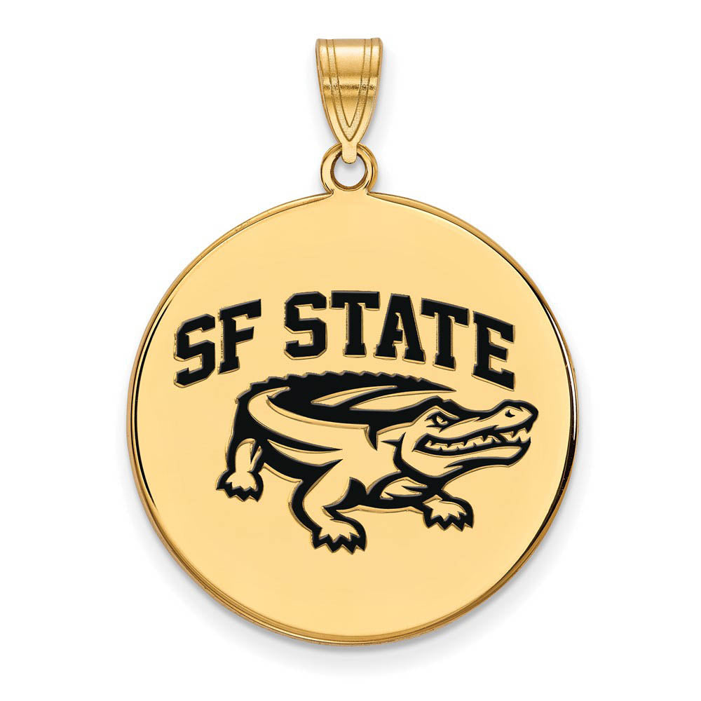 14k Gold Plated Silver San Francisco State XL Enamel Disc Pendant, Item P21280 by The Black Bow Jewelry Co.