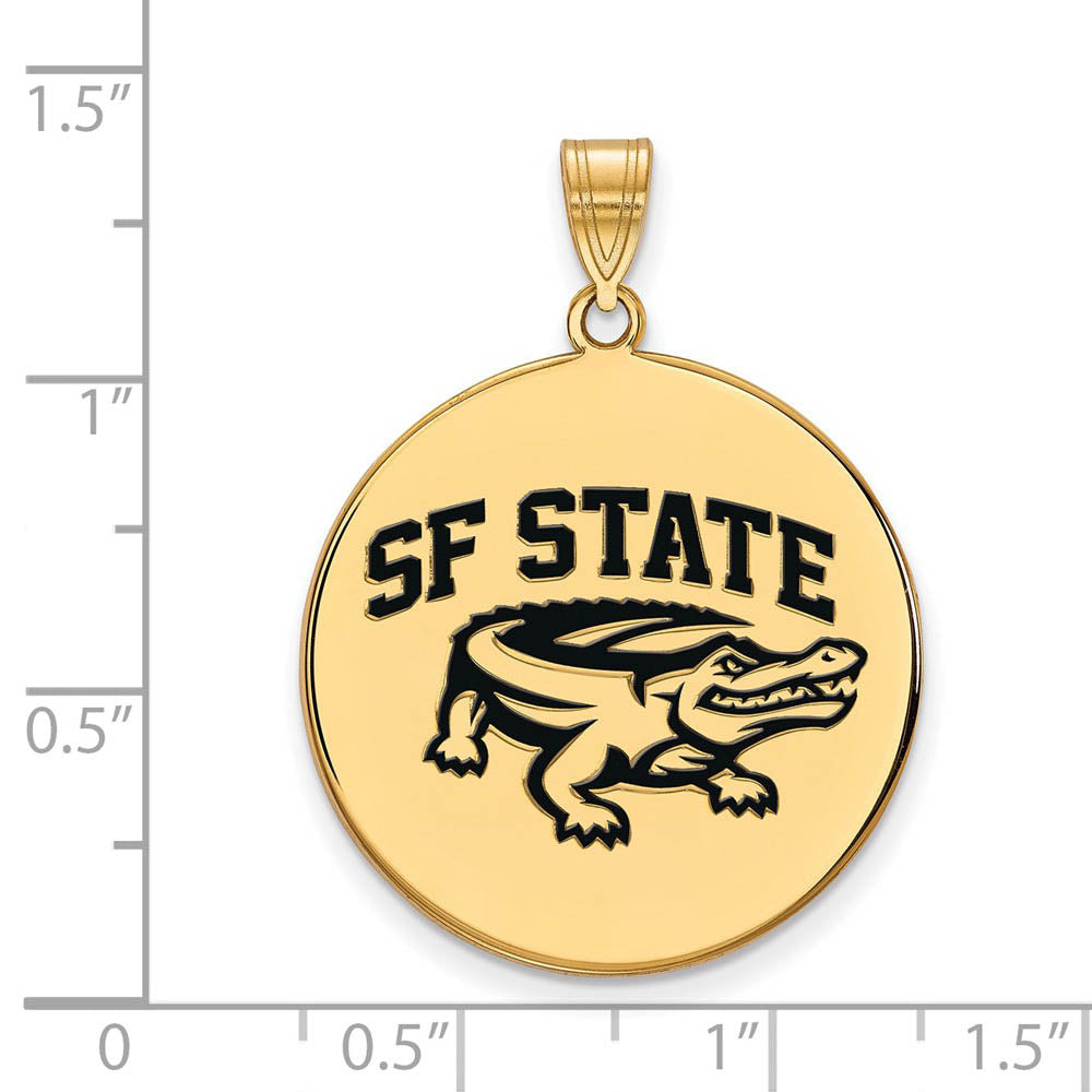 Alternate view of the 14k Gold Plated Silver San Francisco State XL Enamel Disc Pendant by The Black Bow Jewelry Co.