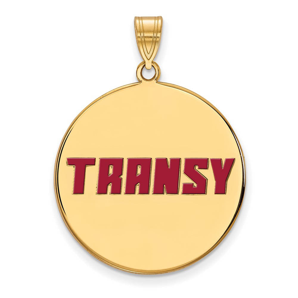 14k Gold Plated Silver Transylvania U. XL Enamel Disc Pendant, Item P21281 by The Black Bow Jewelry Co.