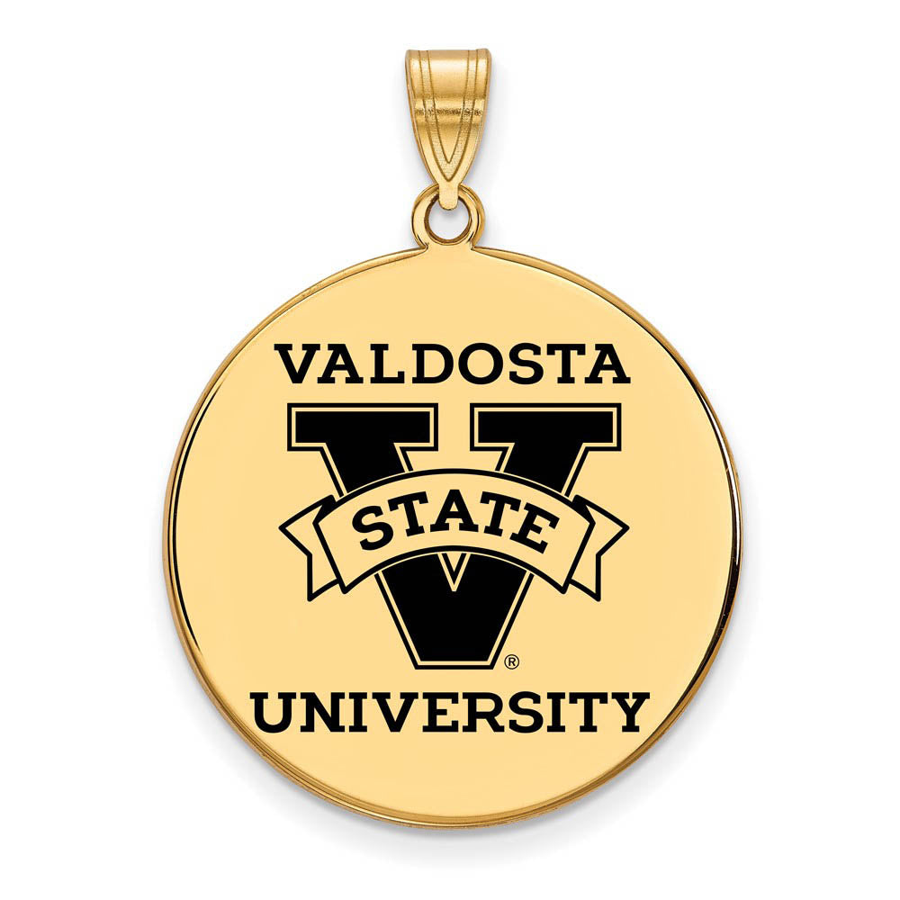 14k Gold Plated Silver Valdosta State XL Enamel Disc Pendant, Item P21284 by The Black Bow Jewelry Co.