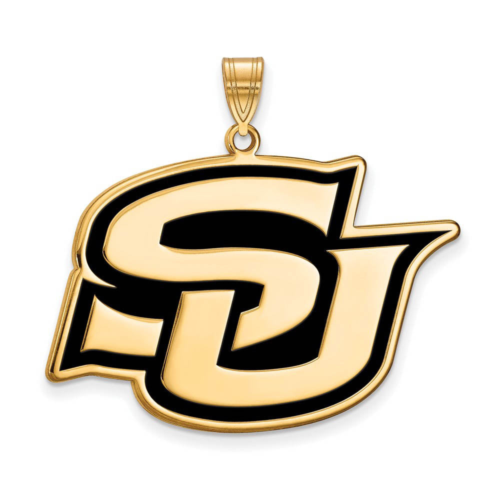14k Gold Plated Silver Southern U. XL Enamel Pendant, Item P21285 by The Black Bow Jewelry Co.