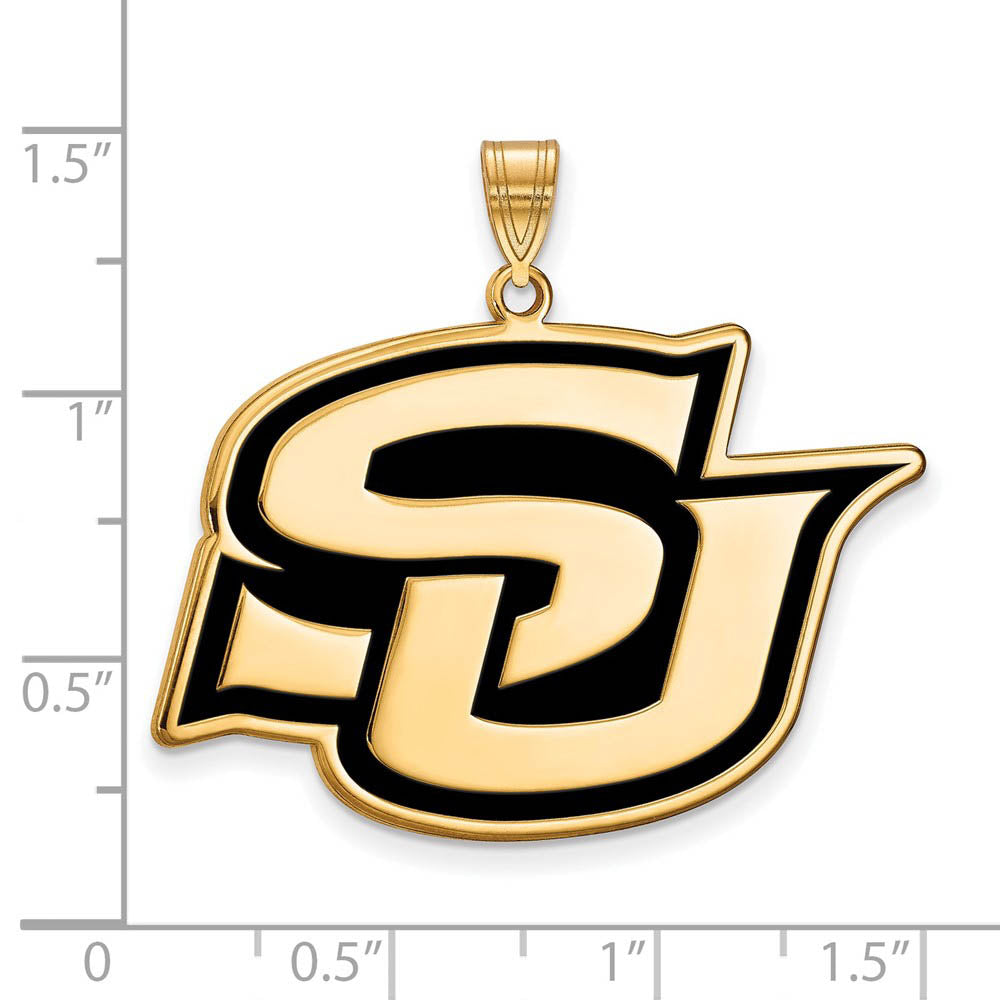 Alternate view of the 14k Gold Plated Silver Southern U. XL Enamel Pendant by The Black Bow Jewelry Co.