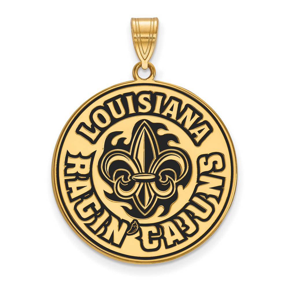 14k Gold Plate Silver U. of Louisiana at Lafayette Enamel Pendant, Item P21293 by The Black Bow Jewelry Co.