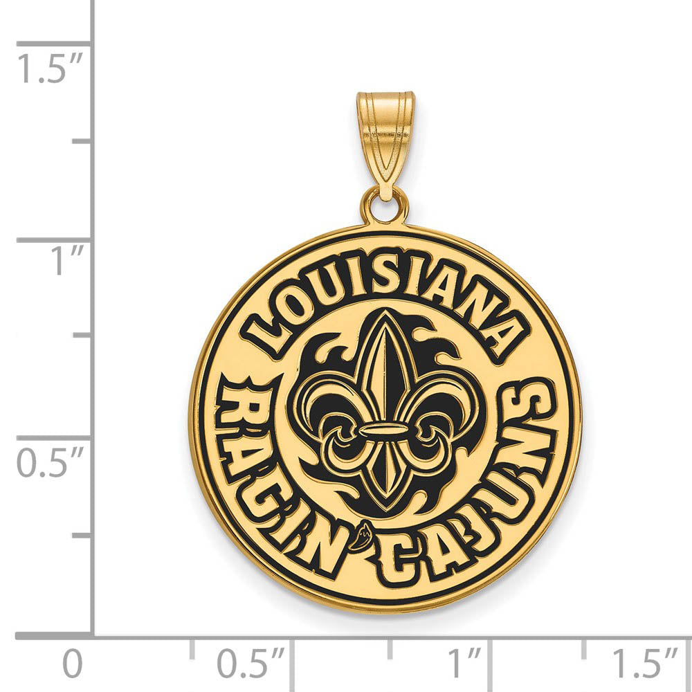 Alternate view of the 14k Gold Plate Silver U. of Louisiana at Lafayette Enamel Pendant by The Black Bow Jewelry Co.