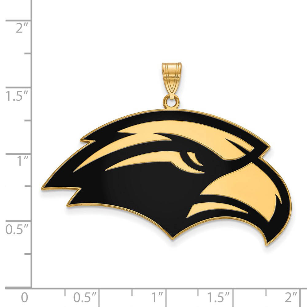 Alternate view of the 14k Gold Plated Silver Southern Miss XL Enamel Pendant by The Black Bow Jewelry Co.