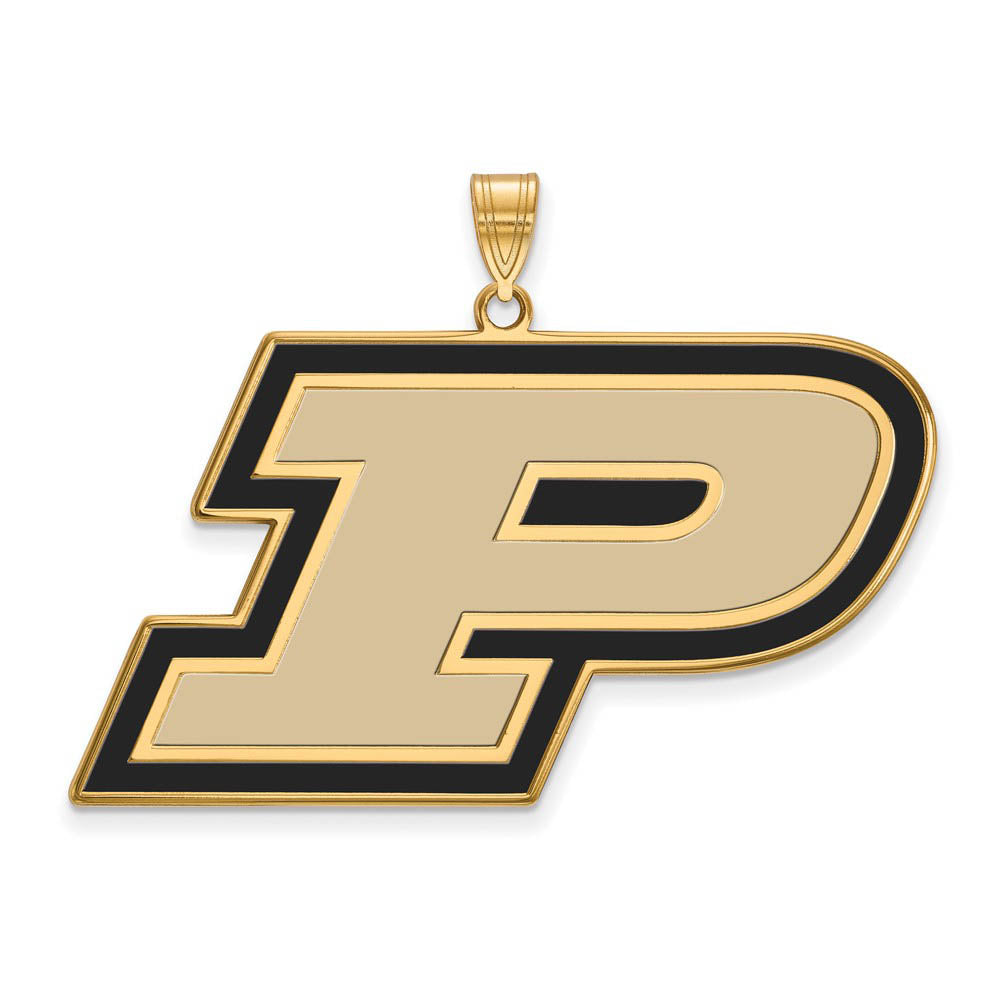 14k Gold Plated Silver Purdue XL Enamel 'P' Pendant, Item P21301 by The Black Bow Jewelry Co.