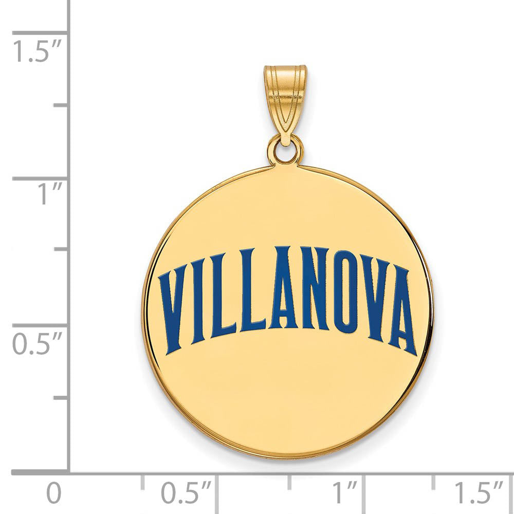 Alternate view of the 14k Gold Plated Silver Villanova U. XL Enamel Script Disc Pendant by The Black Bow Jewelry Co.