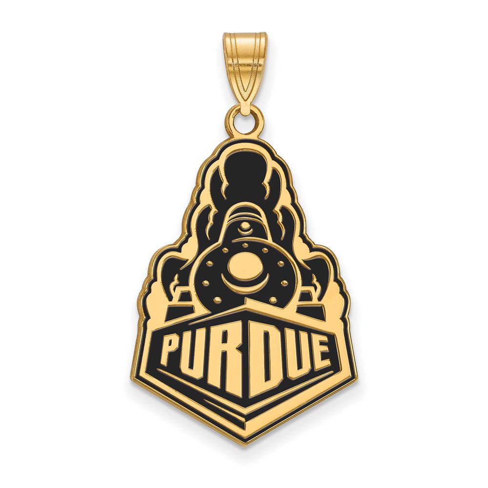 14k Gold Plated Silver Purdue XL Enamel Logo Pendant, Item P21317 by The Black Bow Jewelry Co.